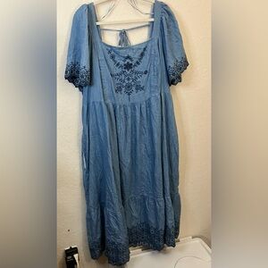 Old Navy Light Blue Embroidered Maxi Dress